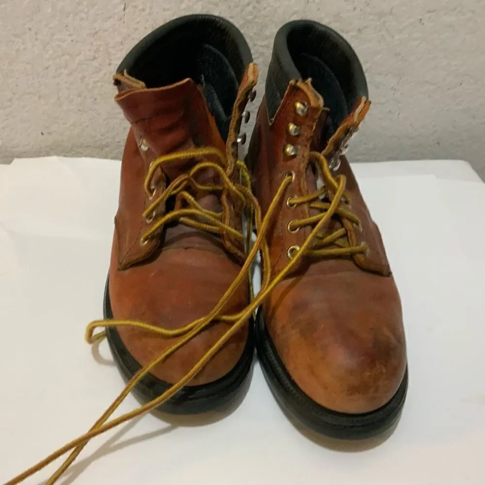 Vintage RED WING Oxblood Leather Work Boots steel toe SIZE 5D